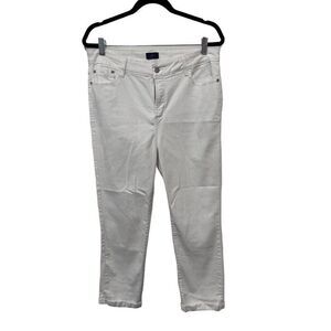 NYDJ Stretch Slim Straight Ankle Chino Pants Optic White Natural Wash Size 14